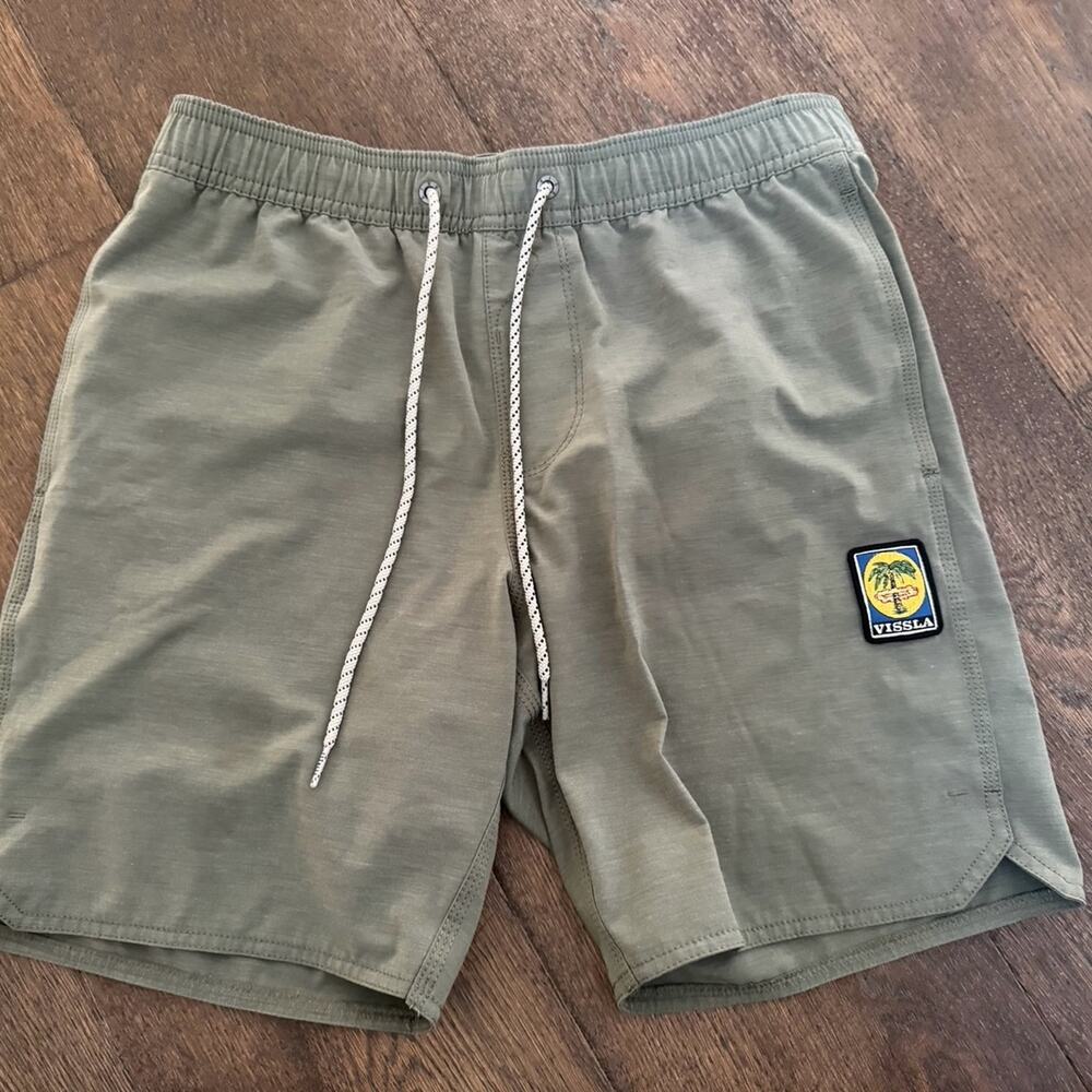 VISSLA Men’s Green Pull On Board Shorts Swim Sz S